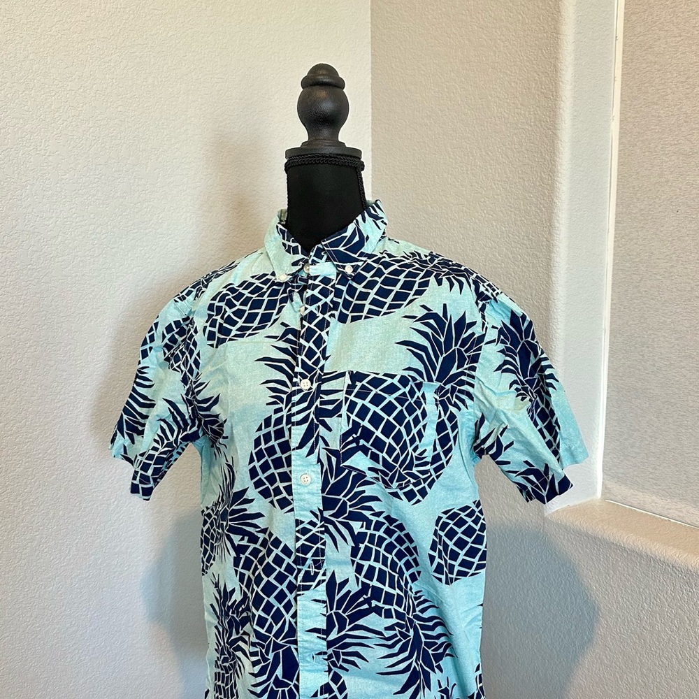 Blue Pineapple Print Men's Shirt